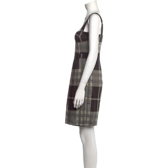 Burberry London Black Grey Plaid Square Neck Knee Lemgth Dress size 6 - Picture 9 of 15